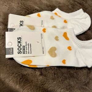 PELVIS White and Gold Heart Casual Socks